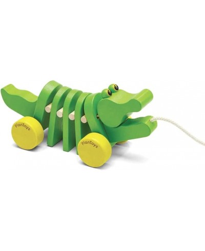 Dancing Alligator Push & Pull Toy - Sustainably Made from Rubberwood with 3 Organic-Pigment Color Options and Makes Click-Cla...