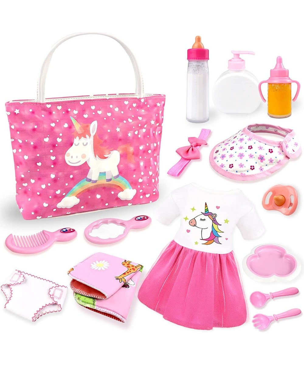 Baby Doll Accessories -Baby Doll Feeding and Caring Set with Diaper Bag Doll Diaper and Bottles for Girls Toys Gift Baby Doll...