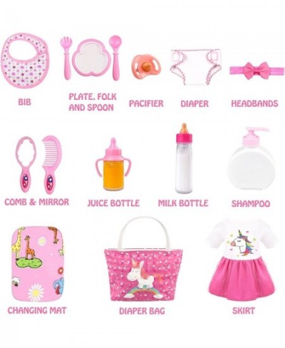 Baby Doll Accessories -Baby Doll Feeding and Caring Set with Diaper Bag Doll Diaper and Bottles for Girls Toys Gift Baby Doll...