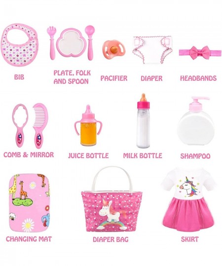 Baby Doll Accessories -Baby Doll Feeding and Caring Set with Diaper Bag Doll Diaper and Bottles for Girls Toys Gift Baby Doll...