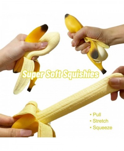 Pack of 2 Squishy Banana Toys Simulation Banana Squishy Squeeze Toys Super Soft Stress Relief Spotted Peeled Banana Party Fav...