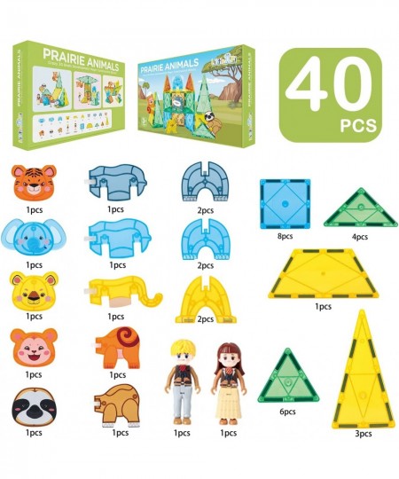 Animal Building Magnetic Tiles for Kids - Magnetic Tiles Building Blocks for Age 3+ Childrens Magnetic Building Blocks - Prai...