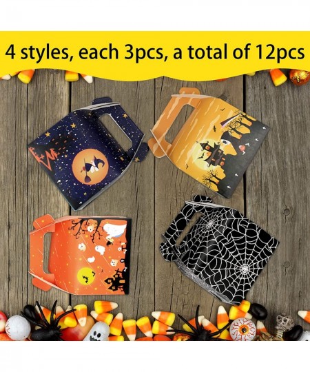 12 Pack Halloween Candy Boxes Trick or Treat Candy Boxes Cookies Goodie Bags Halloween Treat Gift Snack Container Bag Box for...