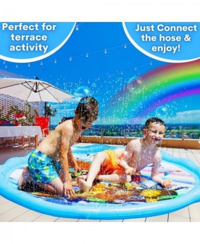 Noah's Ark Outdoor Splash Pad for Kids (65 Inch) — Inflatable Sprinkler Mat with Wading Pool — Fun Toy for Backyard Summer Pl...