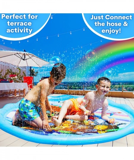 Noah's Ark Outdoor Splash Pad for Kids (65 Inch) — Inflatable Sprinkler Mat with Wading Pool — Fun Toy for Backyard Summer Pl...