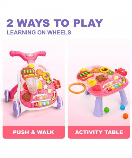 Baby Push Walker and Activity Center Sit to Stand Walker for Baby 2 in 1 Push Toys for Babies Learning to Walk Walking Toys f...