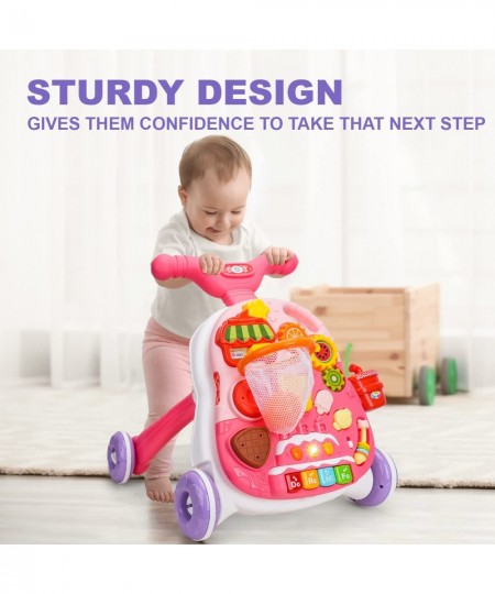 Baby Push Walker and Activity Center Sit to Stand Walker for Baby 2 in 1 Push Toys for Babies Learning to Walk Walking Toys f...