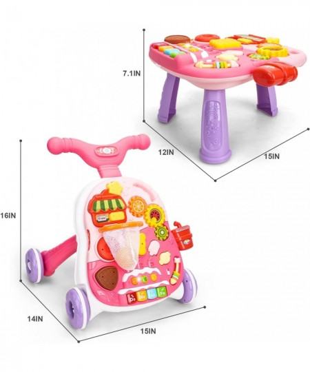 Baby Push Walker and Activity Center Sit to Stand Walker for Baby 2 in 1 Push Toys for Babies Learning to Walk Walking Toys f...