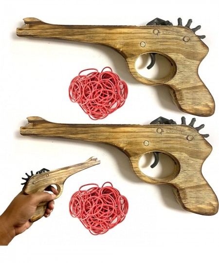 2 Wooden Rubber Band Gun Pistol 200ct Ammo Shooter Kids Cowboy Classic Gift Toy $36.70 - Toy Foam Blasters & Guns