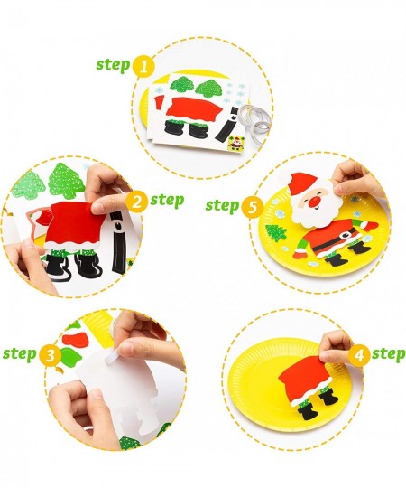 9Pcs Christmas Paper Plate Art Kits for Kids Theme Educational DIY Craft Card Parent-Child Activity Early Learning Art Projec...