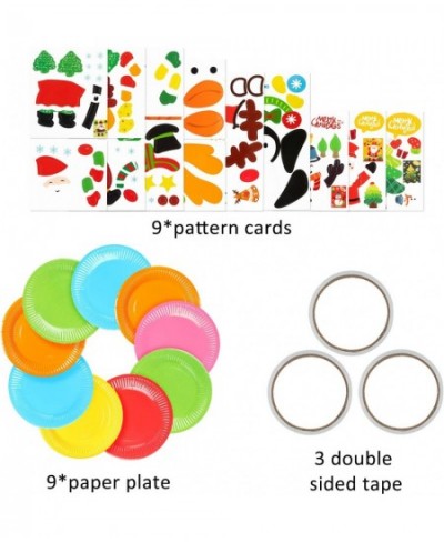 9Pcs Christmas Paper Plate Art Kits for Kids Theme Educational DIY Craft Card Parent-Child Activity Early Learning Art Projec...