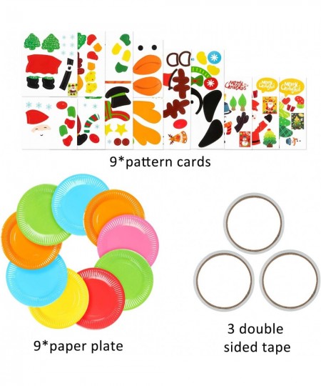 9Pcs Christmas Paper Plate Art Kits for Kids Theme Educational DIY Craft Card Parent-Child Activity Early Learning Art Projec...