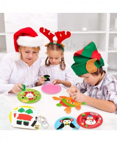 9Pcs Christmas Paper Plate Art Kits for Kids Theme Educational DIY Craft Card Parent-Child Activity Early Learning Art Projec...