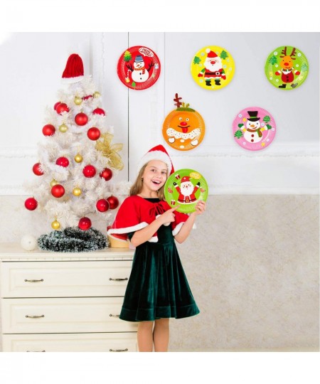 9Pcs Christmas Paper Plate Art Kits for Kids Theme Educational DIY Craft Card Parent-Child Activity Early Learning Art Projec...