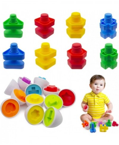 14 Pack Jumbo Nuts Bolts and Matching Eggs Fine Motor Skills Toys Set for Toddlers Matching Color and Shape Game Toy Improve ...