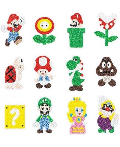 12PCS 5D DIY Diamond Painting Kits for Supermario Party Stickers for Kids Stick Paint with Diamonds Drill for Supermario Part...