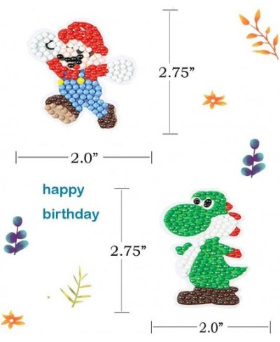 12PCS 5D DIY Diamond Painting Kits for Supermario Party Stickers for Kids Stick Paint with Diamonds Drill for Supermario Part...