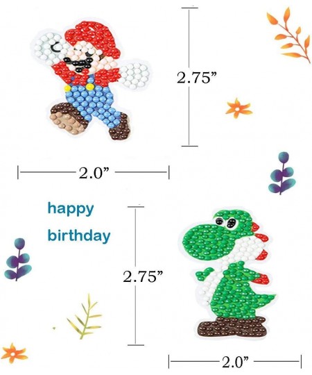 12PCS 5D DIY Diamond Painting Kits for Supermario Party Stickers for Kids Stick Paint with Diamonds Drill for Supermario Part...