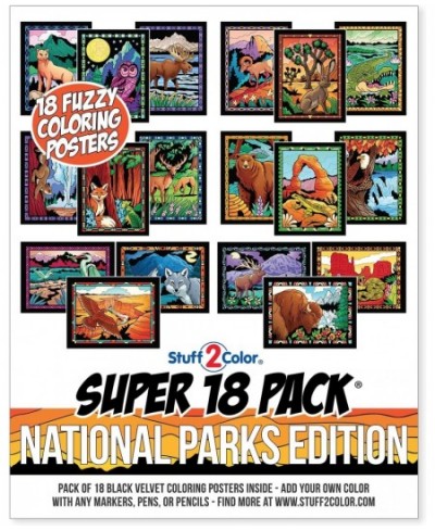 Super Pack of 18 Fuzzy Velvet Coloring Posters (National Parks Edition) - Great for Family Time Arts & Crafts Travel at Home ...