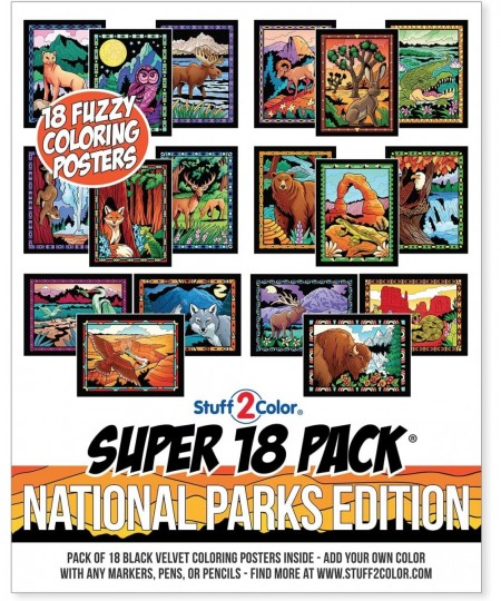 Super Pack of 18 Fuzzy Velvet Coloring Posters (National Parks Edition) - Great for Family Time Arts & Crafts Travel at Home ...