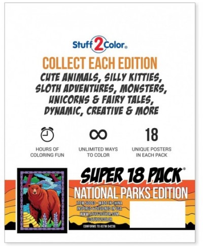 Super Pack of 18 Fuzzy Velvet Coloring Posters (National Parks Edition) - Great for Family Time Arts & Crafts Travel at Home ...