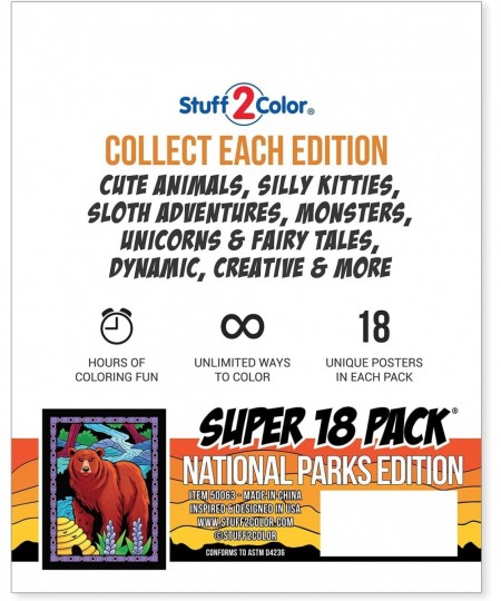 Super Pack of 18 Fuzzy Velvet Coloring Posters (National Parks Edition) - Great for Family Time Arts & Crafts Travel at Home ...