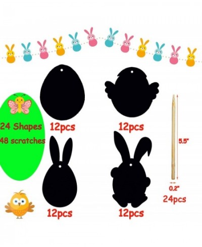 Easter Crafts for Kids Easter Craft Kits 48PCS Easter Rainbow Scratch Classroom Easter Gifts for Kids Easter Party Decoration...