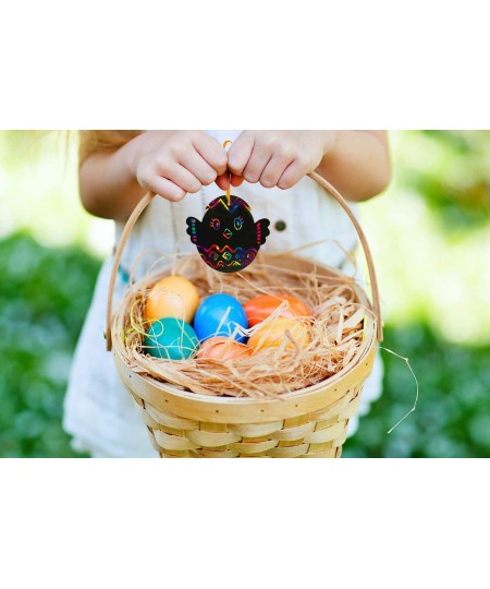 Easter Crafts for Kids Easter Craft Kits 48PCS Easter Rainbow Scratch Classroom Easter Gifts for Kids Easter Party Decoration...