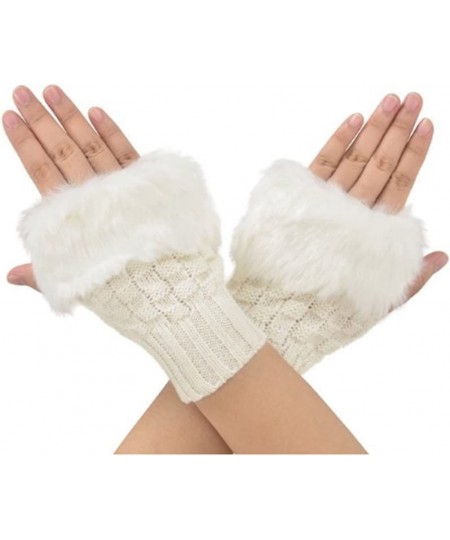 LED Glow Blink Fur Fingerless Knit Gloves - Funny Light Up Mitten for Party Christmas Halloween Costume $26.20 - Kids' Dress-...