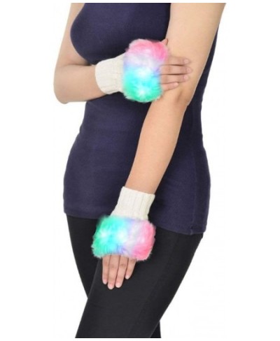 LED Glow Blink Fur Fingerless Knit Gloves - Funny Light Up Mitten for Party Christmas Halloween Costume $26.20 - Kids' Dress-...