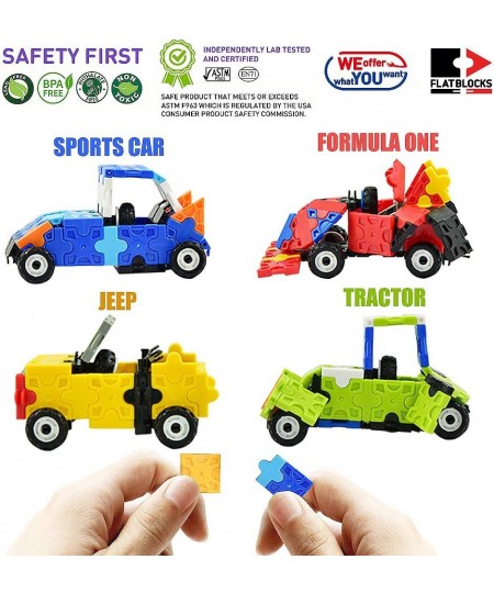 Flatblocks Cars Formula 1 Sports Car Tractor Convertable and More. 3-D Puzzle Toy Building Figures Level 1 - Collect Them All...