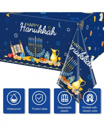 3Pcs Happy Hanukkah Party Tablecloth Decorations Rectangle Plastic Jewish Chanukah Party Table Cover Backdrop Banner for Hanu...