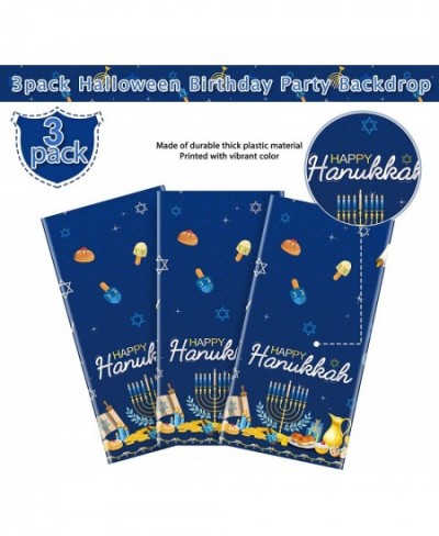 3Pcs Happy Hanukkah Party Tablecloth Decorations Rectangle Plastic Jewish Chanukah Party Table Cover Backdrop Banner for Hanu...