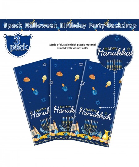 3Pcs Happy Hanukkah Party Tablecloth Decorations Rectangle Plastic Jewish Chanukah Party Table Cover Backdrop Banner for Hanu...