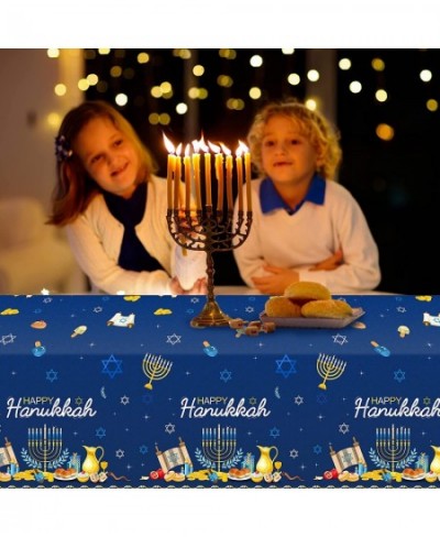 3Pcs Happy Hanukkah Party Tablecloth Decorations Rectangle Plastic Jewish Chanukah Party Table Cover Backdrop Banner for Hanu...