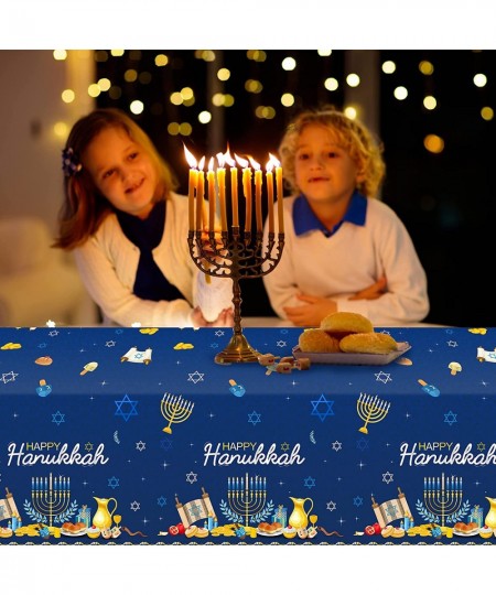 3Pcs Happy Hanukkah Party Tablecloth Decorations Rectangle Plastic Jewish Chanukah Party Table Cover Backdrop Banner for Hanu...