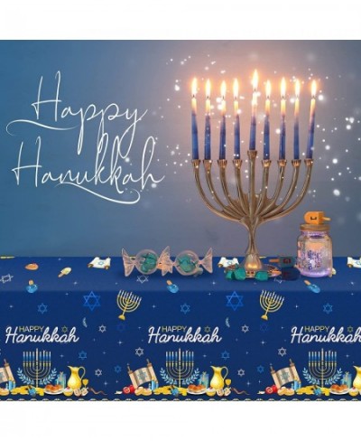 3Pcs Happy Hanukkah Party Tablecloth Decorations Rectangle Plastic Jewish Chanukah Party Table Cover Backdrop Banner for Hanu...