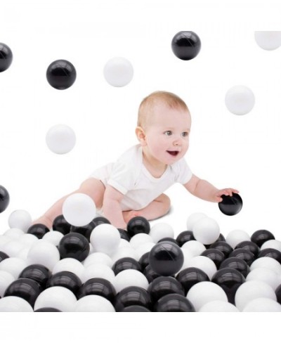 100 Ocean Ball (Ship from USA) for Babies Kids Children Soft Plastic Birthday Parties Events Playground Games Pool - Black Wh...