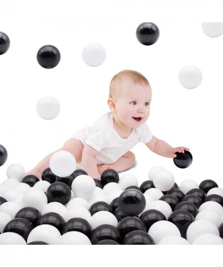 100 Ocean Ball (Ship from USA) for Babies Kids Children Soft Plastic Birthday Parties Events Playground Games Pool - Black Wh...