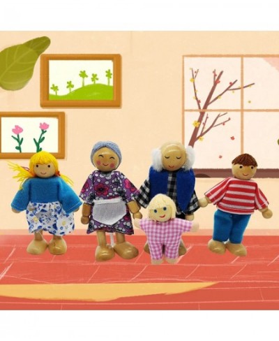 Wooden Dollhouse Family Set Dollhouse Dolls Wooden Doll Family Pretend Play Figures Miniature Doll House Doll Figures Family ...