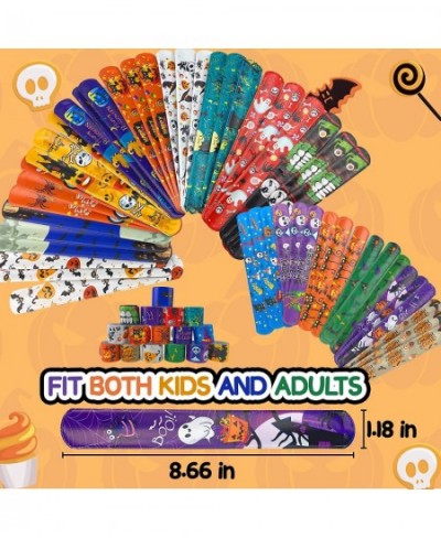 48PCS Halloween Slap Bracelets for Kids Snap Bracelet Bulk with 16 Designs Trick or Treat Gift for Boy/Girl Classroom Prizes ...