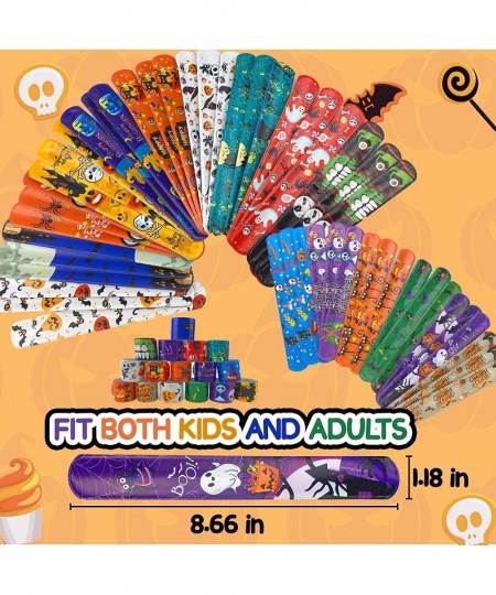 48PCS Halloween Slap Bracelets for Kids Snap Bracelet Bulk with 16 Designs Trick or Treat Gift for Boy/Girl Classroom Prizes ...