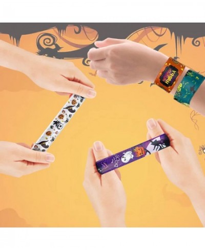 48PCS Halloween Slap Bracelets for Kids Snap Bracelet Bulk with 16 Designs Trick or Treat Gift for Boy/Girl Classroom Prizes ...