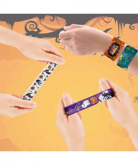 48PCS Halloween Slap Bracelets for Kids Snap Bracelet Bulk with 16 Designs Trick or Treat Gift for Boy/Girl Classroom Prizes ...