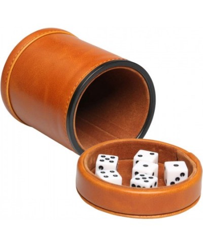 Leatherette Dice Cup with Lid Includes 6 Dices Velvet Interior Quiet in Shaking for Liars Dice Farkle Yahtzee Board Games Bro...