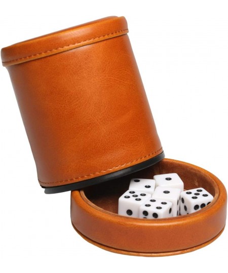 Leatherette Dice Cup with Lid Includes 6 Dices Velvet Interior Quiet in Shaking for Liars Dice Farkle Yahtzee Board Games Bro...