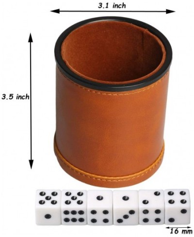 Leatherette Dice Cup with Lid Includes 6 Dices Velvet Interior Quiet in Shaking for Liars Dice Farkle Yahtzee Board Games Bro...