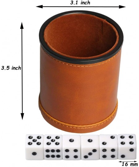 Leatherette Dice Cup with Lid Includes 6 Dices Velvet Interior Quiet in Shaking for Liars Dice Farkle Yahtzee Board Games Bro...