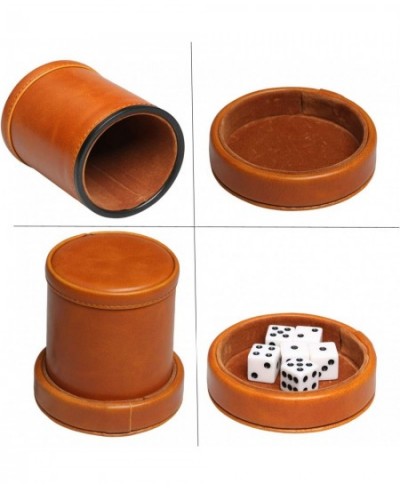 Leatherette Dice Cup with Lid Includes 6 Dices Velvet Interior Quiet in Shaking for Liars Dice Farkle Yahtzee Board Games Bro...