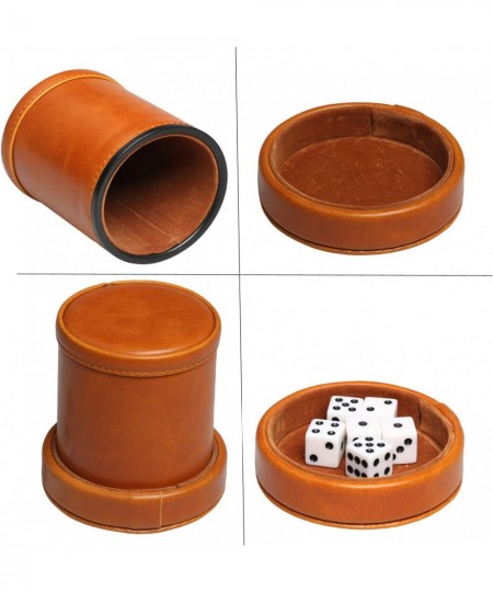 Leatherette Dice Cup with Lid Includes 6 Dices Velvet Interior Quiet in Shaking for Liars Dice Farkle Yahtzee Board Games Bro...